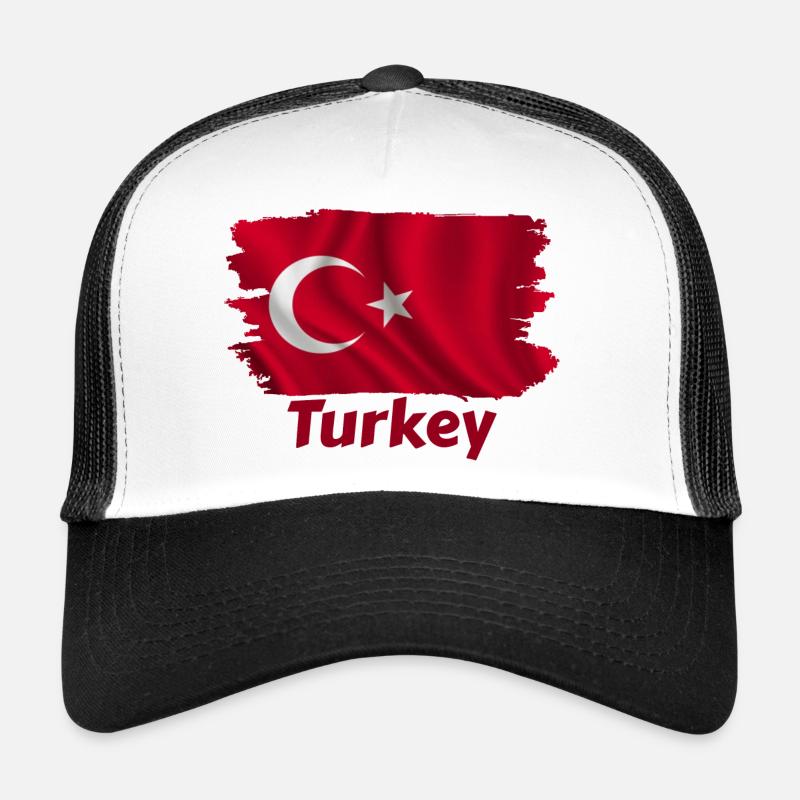 Drapeau de la Turquie - Casquette trucker  - blanc/noir
