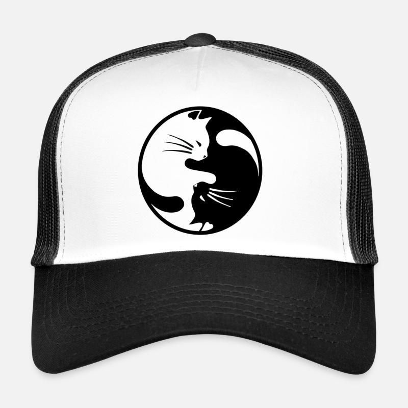 2 black and white cats embraced Trucker Cap