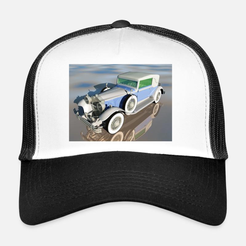 Oldtimer, Auto, Automobil, Geschenkidee - Trucker Cap - Weiß/Schwarz