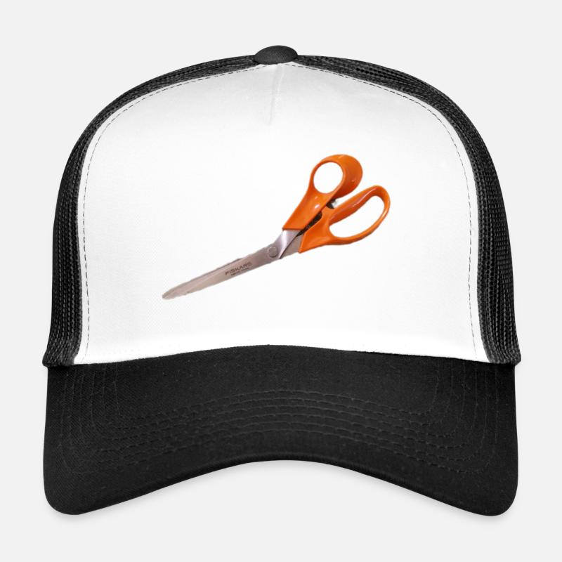 Ciseaux orange - Casquette trucker - blanc/noir