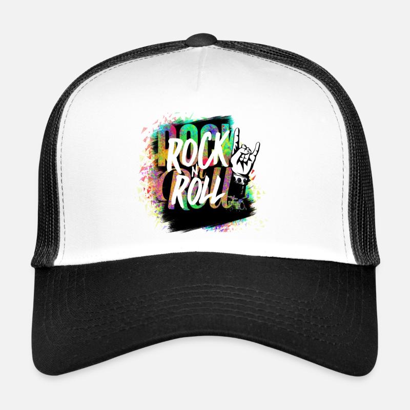 Explosion de couleurs Rock n Roll - Casquette trucker  - blanc/noir