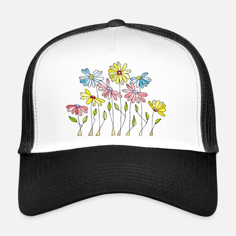 Blumen - Trucker Cap - Weiß/Schwarz