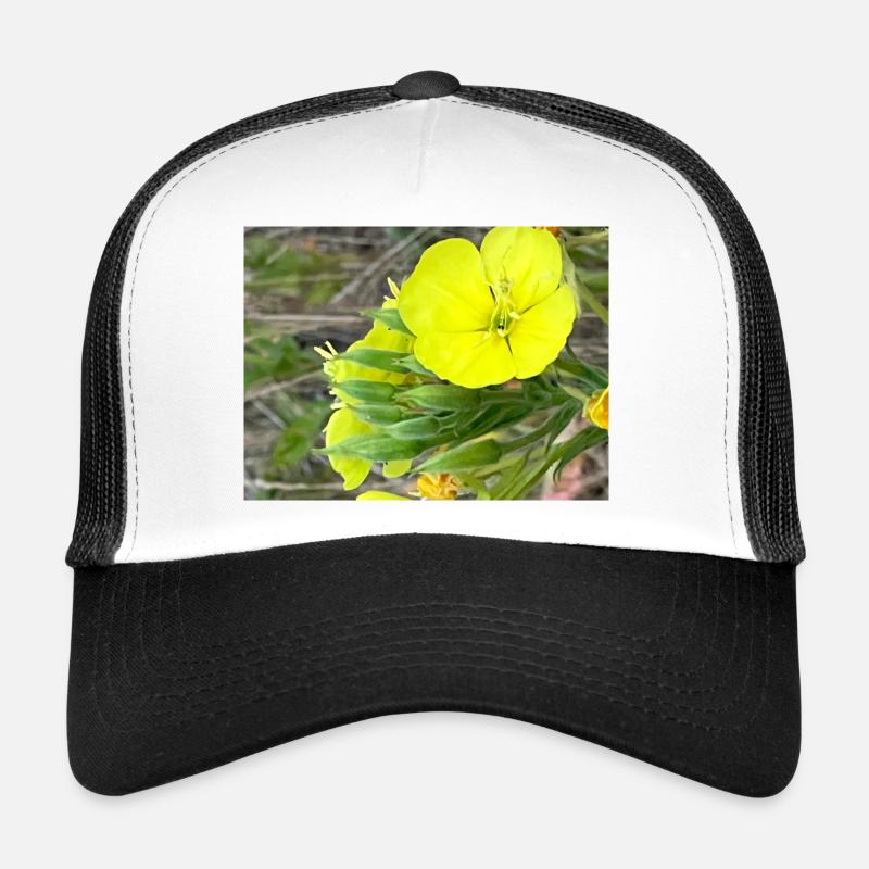 Gelbe Blume - Trucker Cap - Weiß/Schwarz