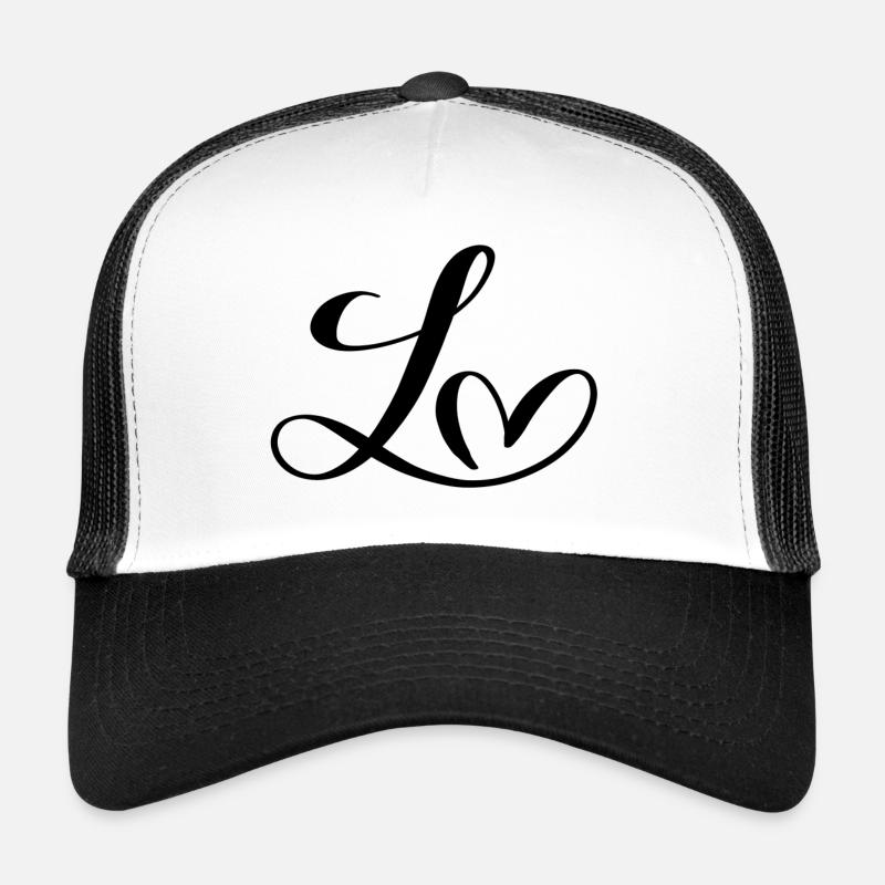 Herz L - Trucker Cap - Weiß/Schwarz
