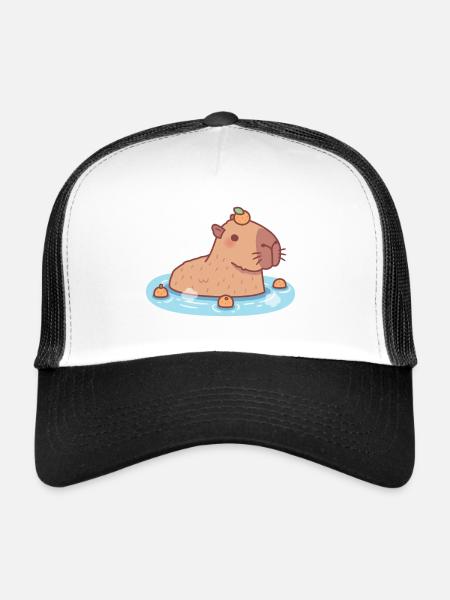 Cute Capybara Chilling In Hot Spring - Trucker Cap - white/black - Front