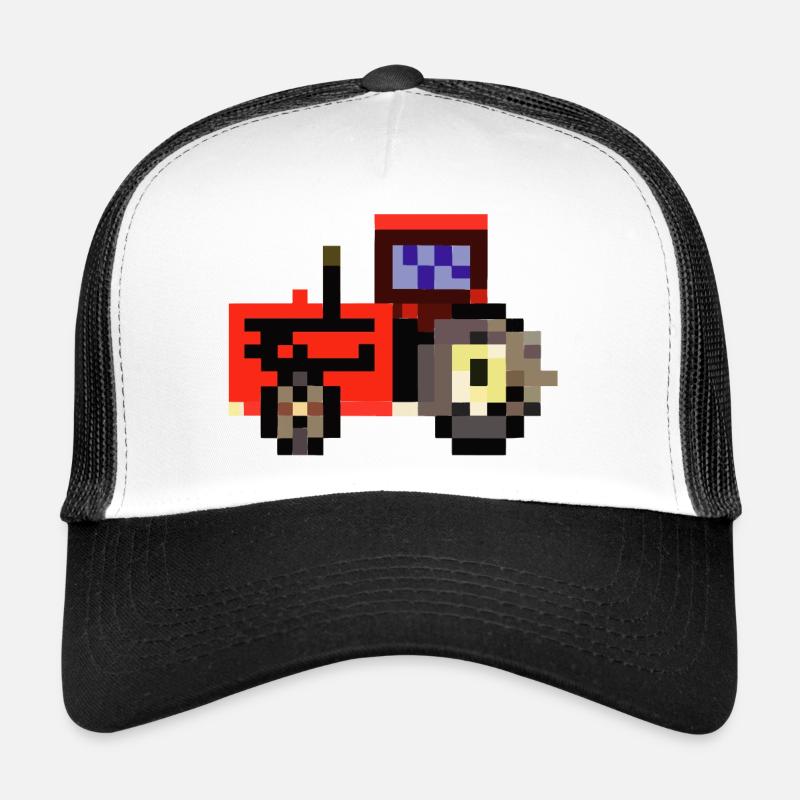 Tractor pixelated gift idea pixel tractor Trucker Cap