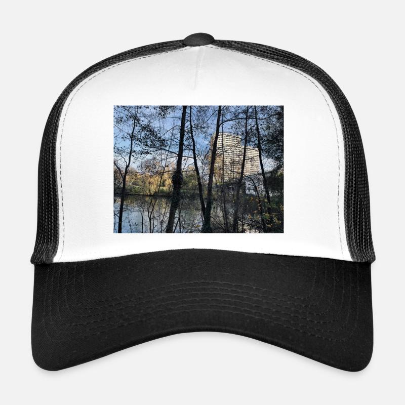 House blue sky trees Trucker Cap