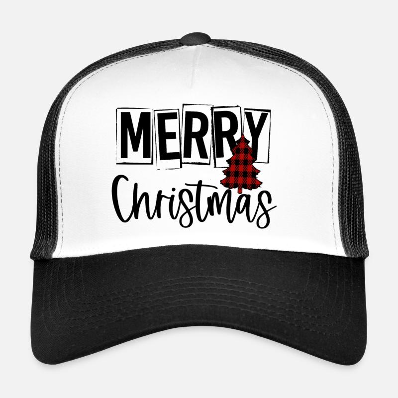 Red tartan Christmas tree Trucker Cap
