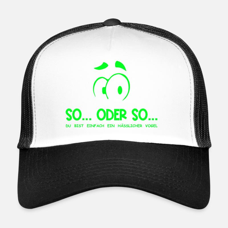 So...Oder So: Hässlicher Vogel - Neongrün - Trucker Cap - Weiß/Schwarz