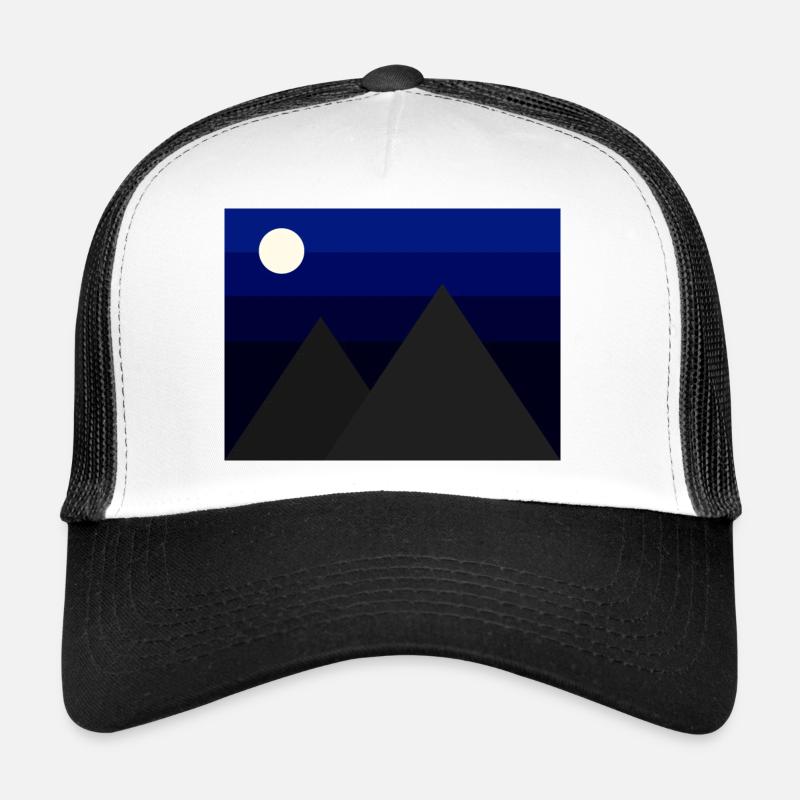 Minimalist Mountains Under the Night Sky - Trucker Cap - white/black