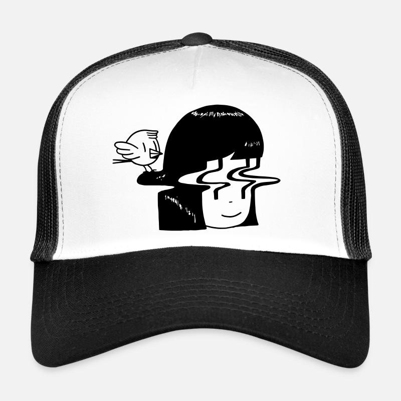 Verzerrung und Vogel - Trucker Cap - Weiß/Schwarz