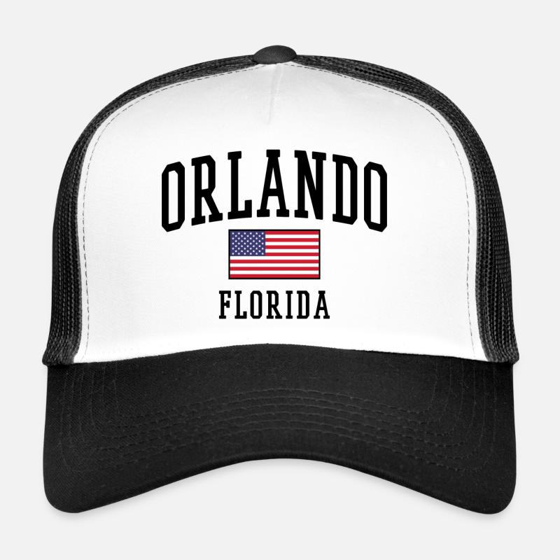 Orlando : Design en Floride avec drapeau américain - Casquette trucker  - blanc/noir