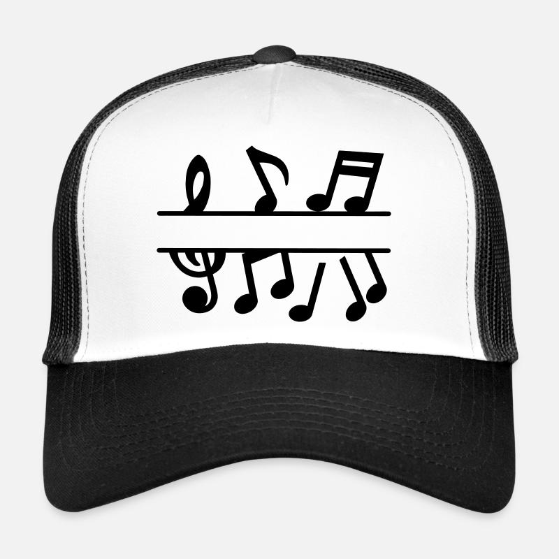 Musical notes with music key text banner Trucker Cap