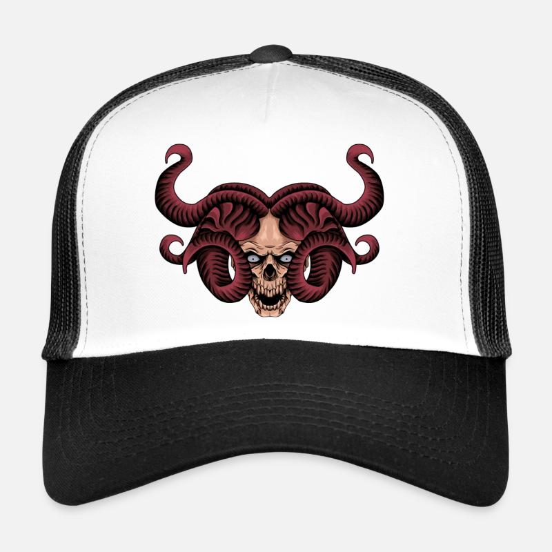 Kranich-Medusa - Trucker Cap - Weiß/Schwarz