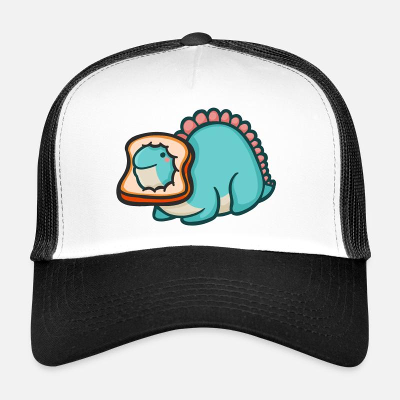 hugadino bread dino, cute dinosaur - Trucker Cap - white/black