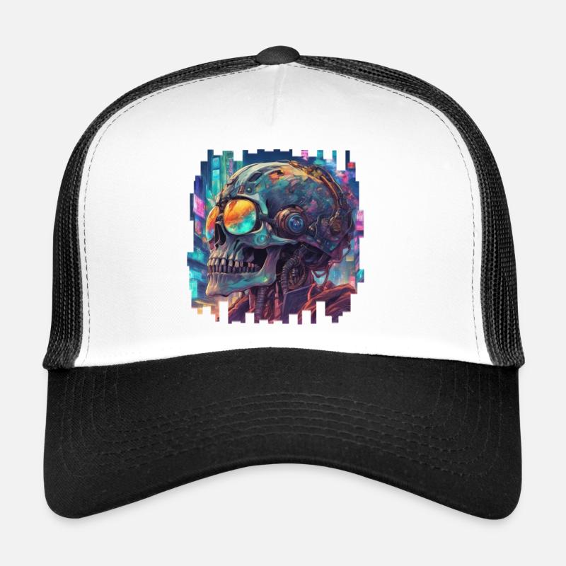 Crâne Cyberpunk // NeonByte Cranium Casquette trucker 