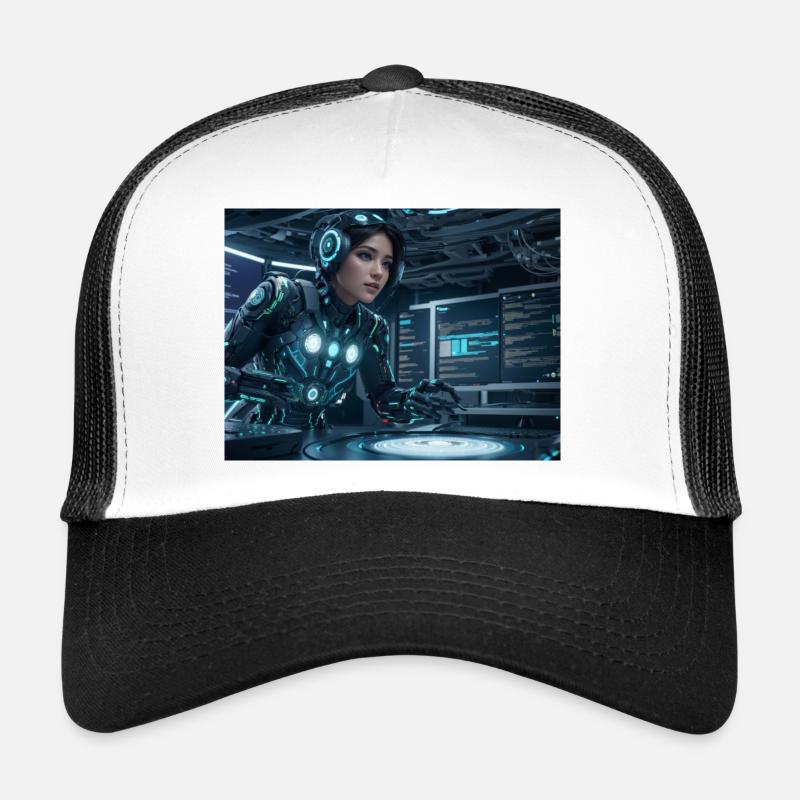 Synthese der Technologie-Zukunft - Trucker Cap - Weiß/Schwarz