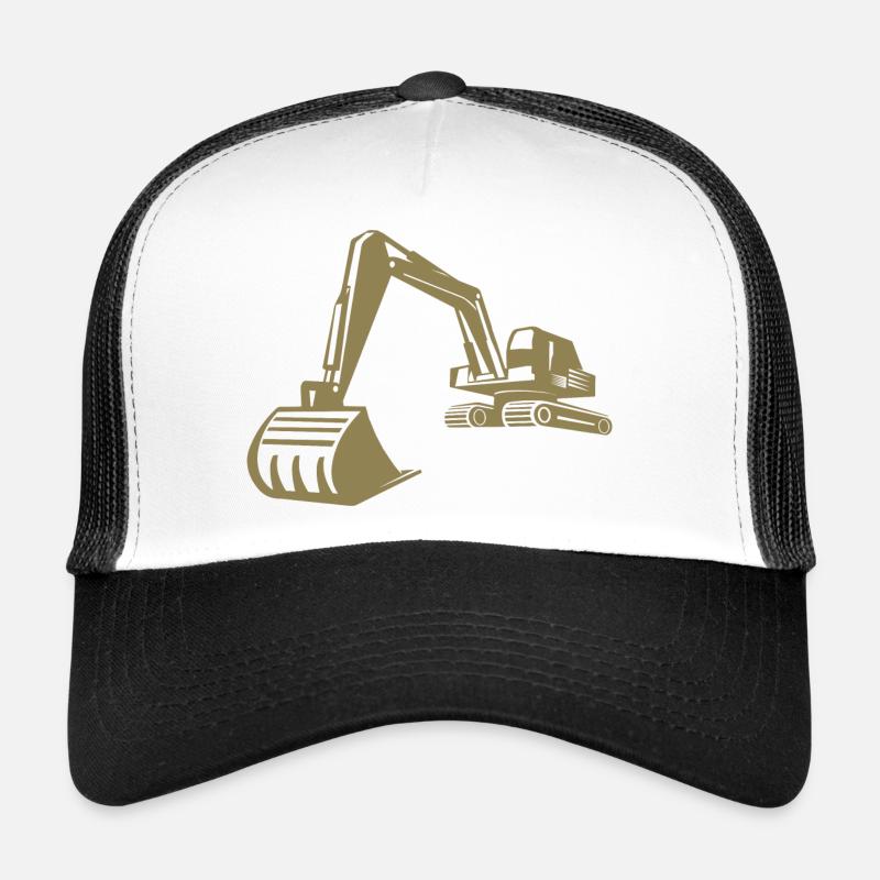 Excavator Silhouette, Precise Design for Construction Equipment Trucker Cap