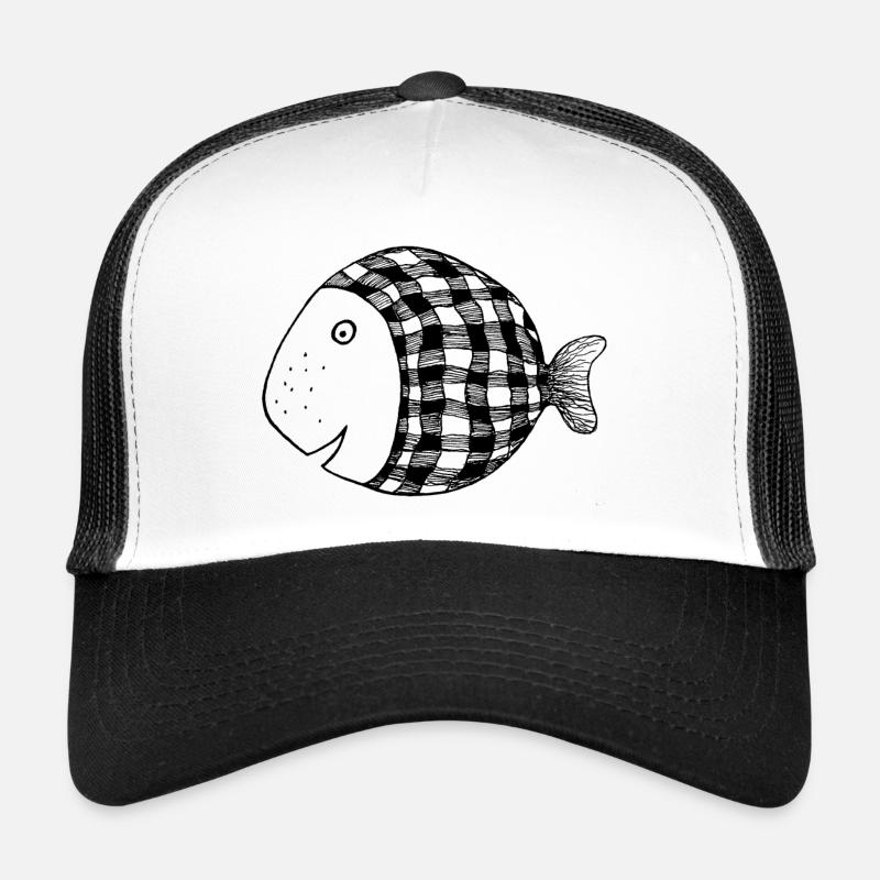 Dicker Fisch kariert - Trucker Cap - Weiß/Schwarz
