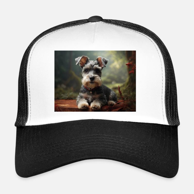 Schnauzer Dog - Trucker Cap - white/black