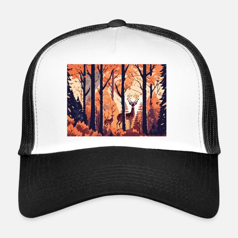 Paysage d’automne (Collection d’automne #10) - Casquette trucker - blanc/noir