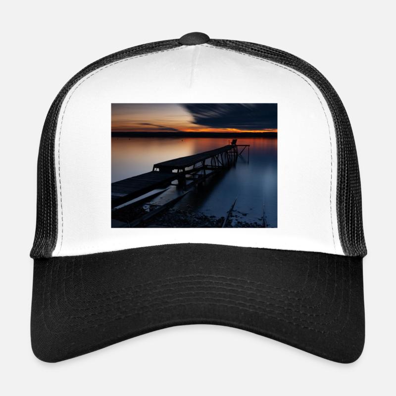 Coucher de soleil au lac Ammersee Casquette trucker 