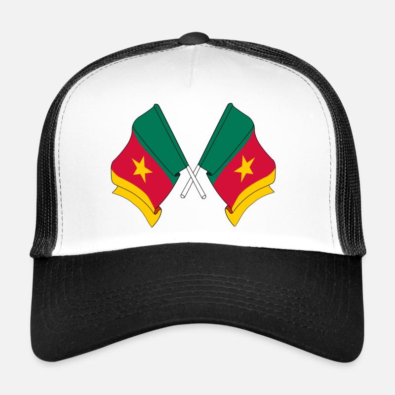 Zwei Flaggen Kamerun - Trucker Cap - Weiß/Schwarz