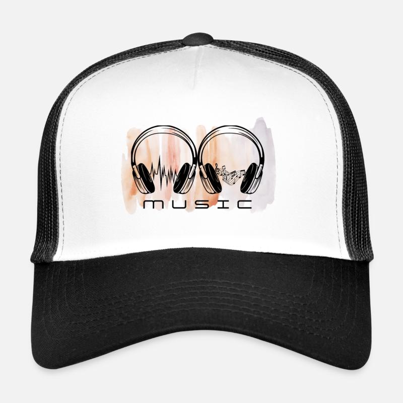Original headphone design. Music. - Trucker Cap - white/black