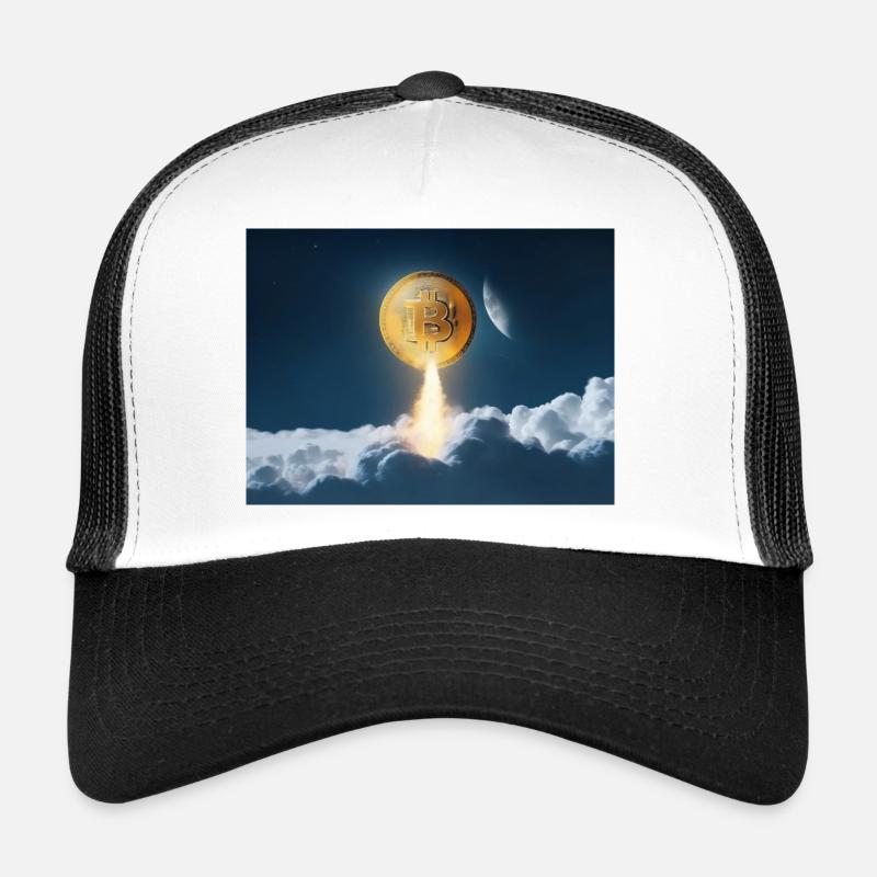 Le bitcoin s’envole vers la lune - Casquette trucker  - blanc/noir
