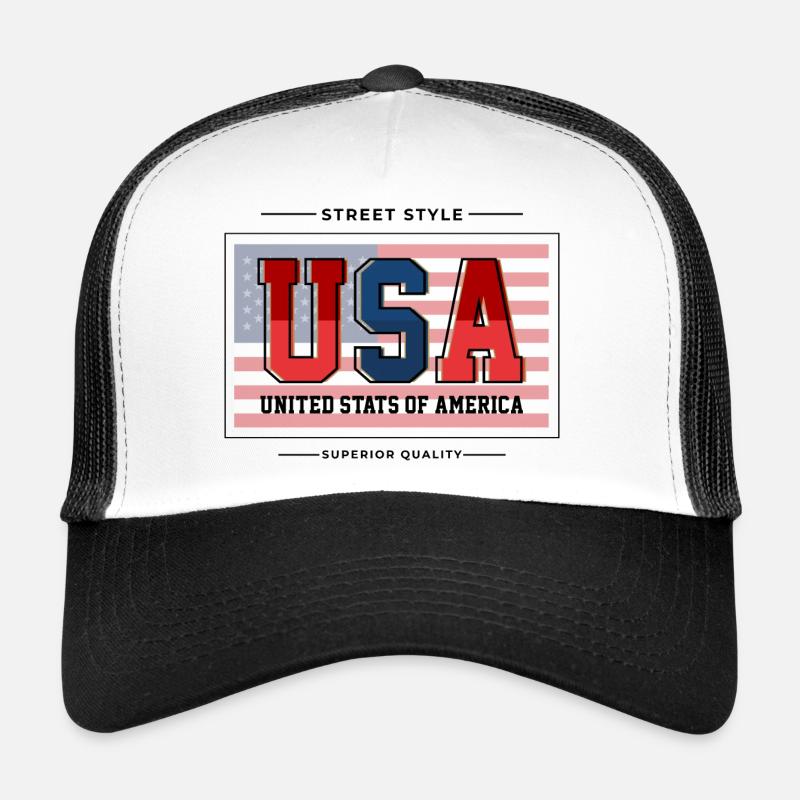 USA - Trucker Cap - Weiß/Schwarz