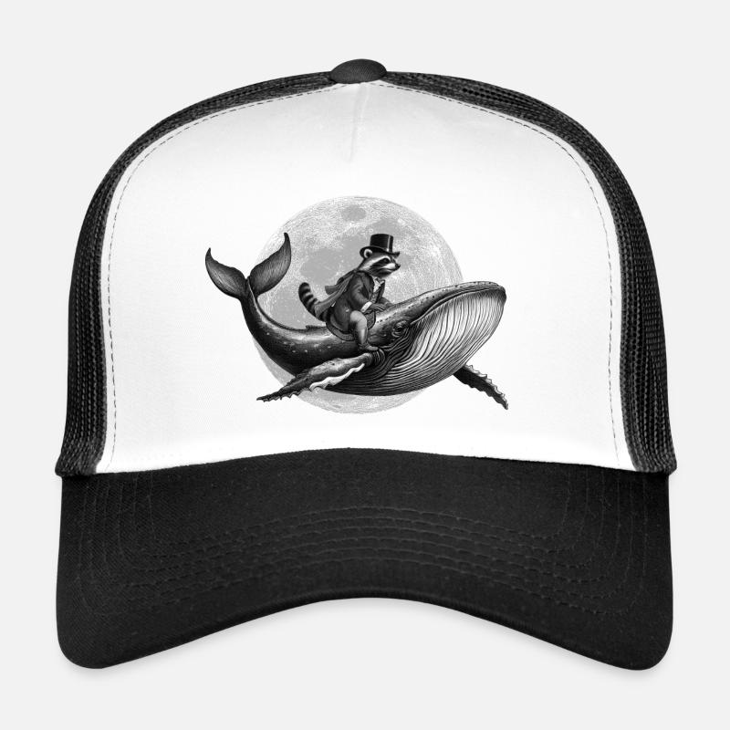 True Moon Love –Ein Waschbär fliegt auf einem Wal Trucker Cap