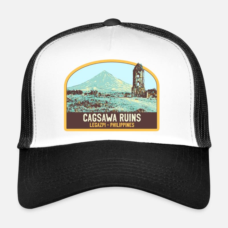 Ruines de Cagsawa, volcan Mayon, Philippines Casquette trucker 