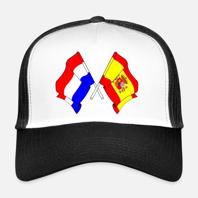 Drapeau des Pays-Bas et drapeau de l’Espagne Casquette trucker 