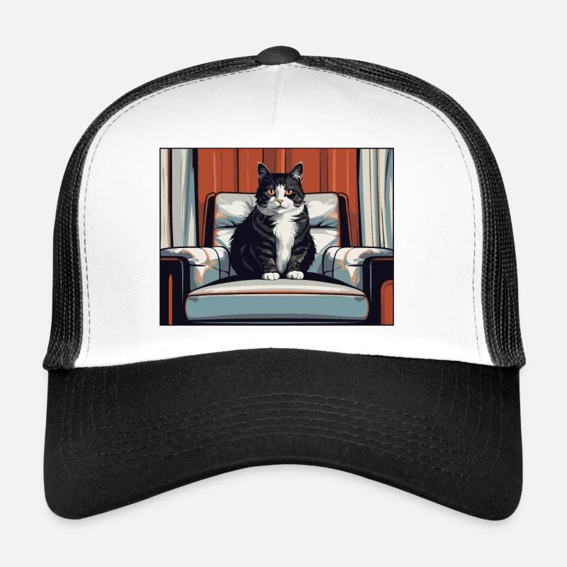 Chat sur fauteuil Casquette trucker 