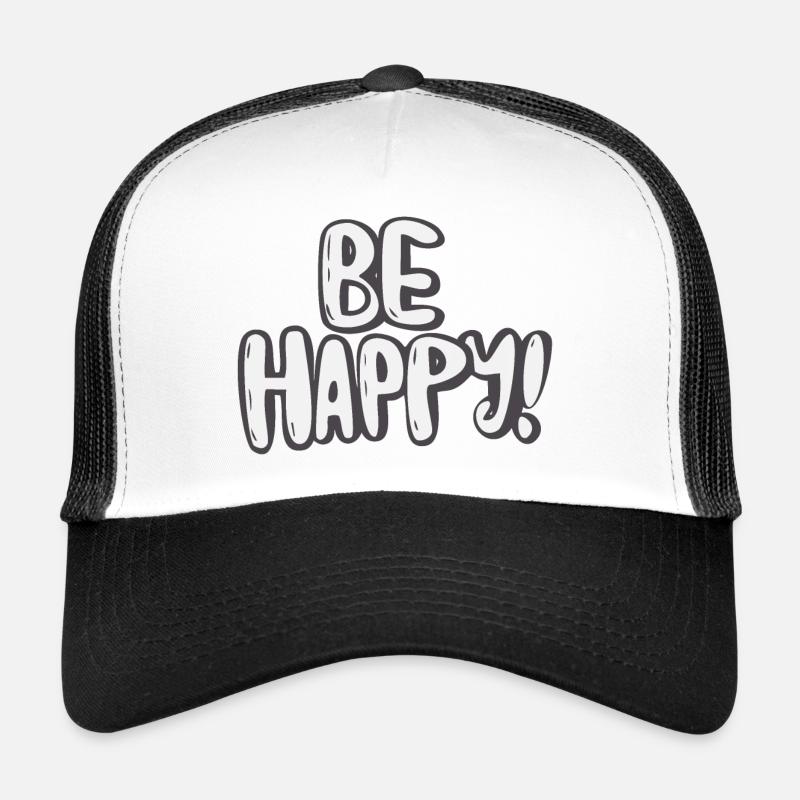 Be Happy Typography Motif Trucker Cap
