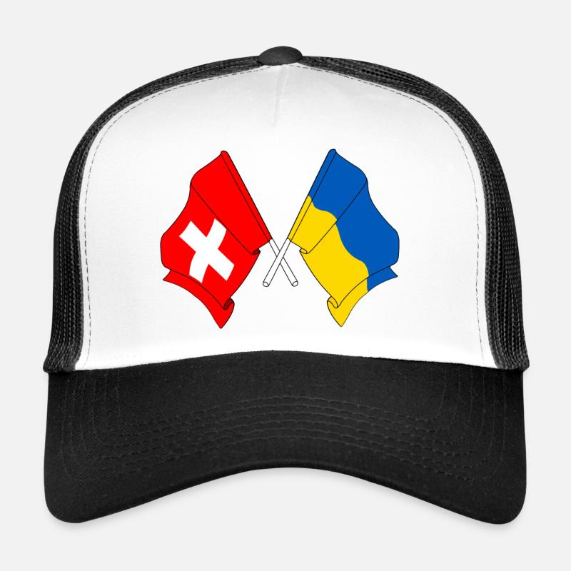 Drapeau de la Suisse et drapeau de l’Ukraine Casquette trucker 
