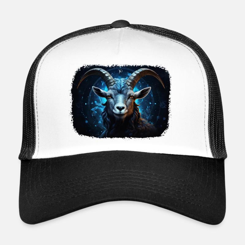 Signe du zodiaque Capricorne - Casquette trucker  - blanc/noir