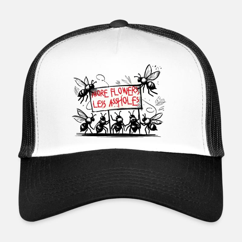 save the bees natur spruch illustration blumen - Trucker Cap - Weiß/Schwarz