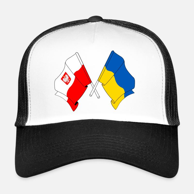 Drapeau de la Pologne, drapeau de l’Ukraine traversé Casquette trucker 