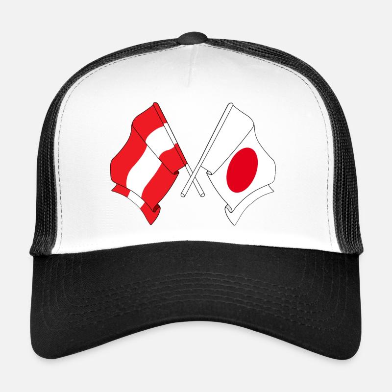 Drapeau de l'Autriche, drapeau du Japon Casquette trucker 