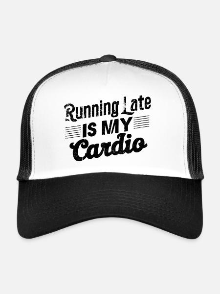 Spätes Cardio - Sport Humor - Trucker Cap - Weiß/Schwarz - Vorne