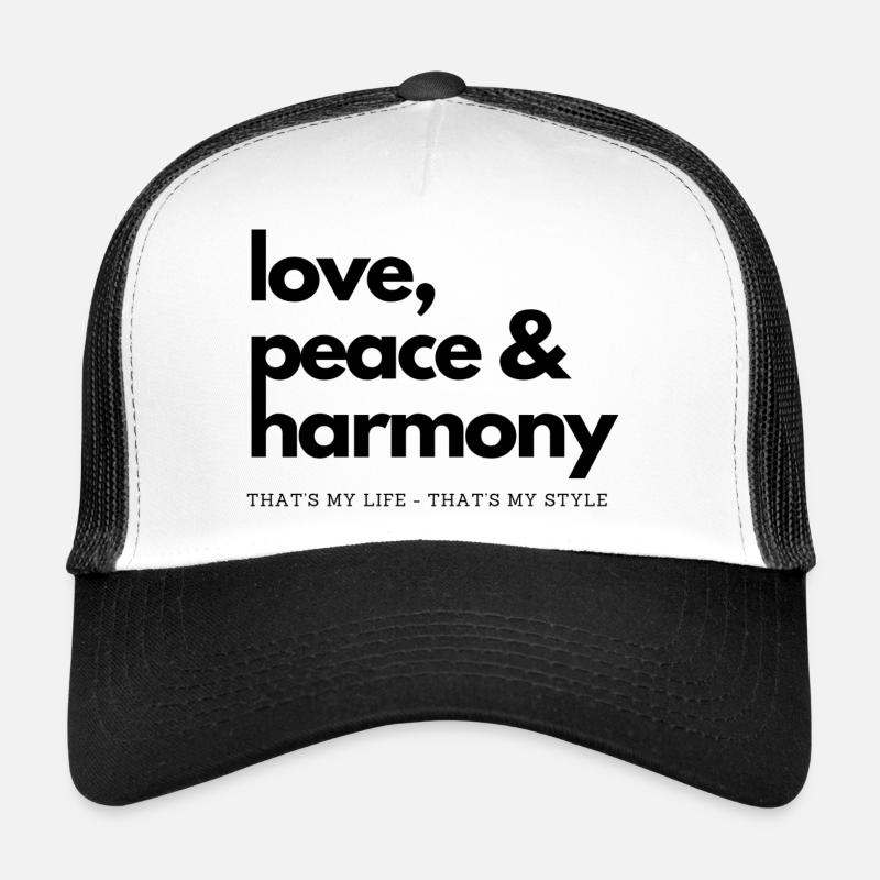 Love & Peace - Trucker Cap - Weiß/Schwarz