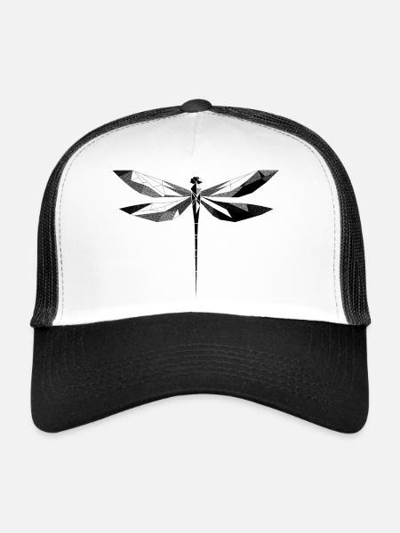 Libellule géométrique - Casquette trucker  - blanc/noir - Devant