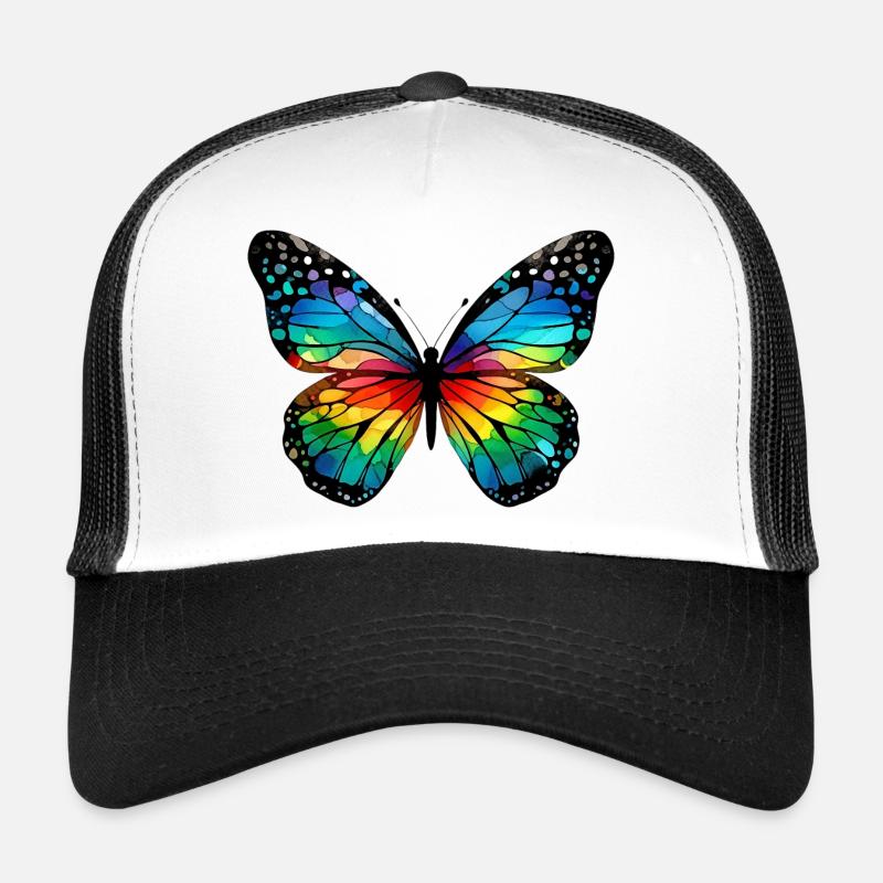 Schmetterling - Trucker Cap - Weiß/Schwarz
