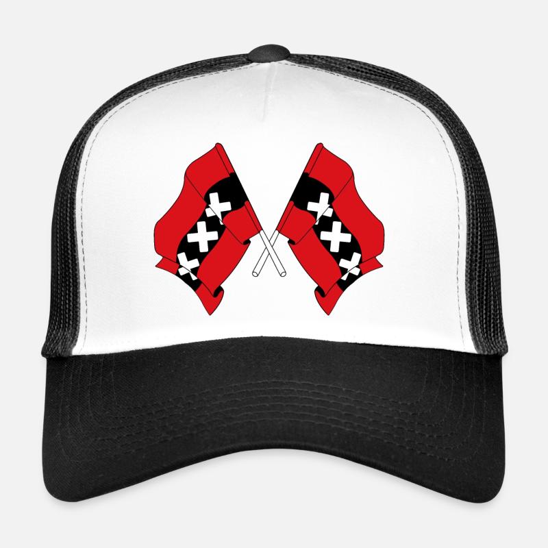 Zwei Flaggen Amsterdam Niederlande - Trucker Cap - Weiß/Schwarz