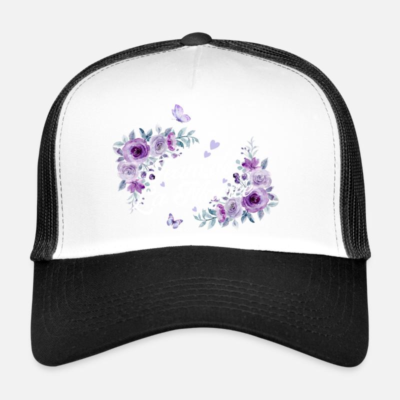 Lila Blumen Braut Team Trucker Cap