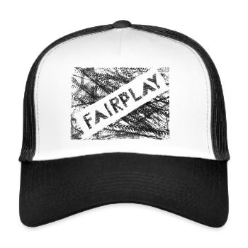 Reifenspuren "FairPlay" - Trucker Cap - Weiß/Schwarz - Vorne