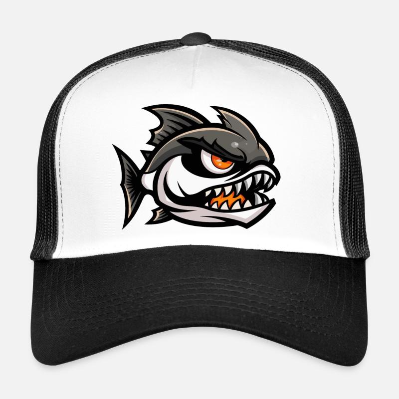 Piranha Fish Comic - Trucker Cap - white/black