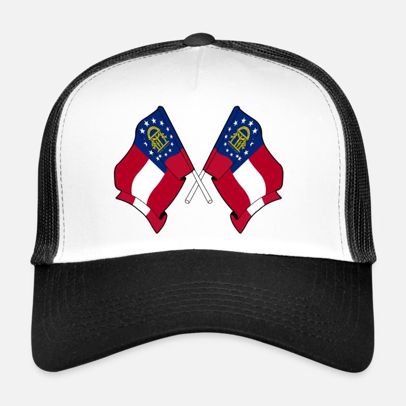Two flags crossed Georgia Trucker Cap