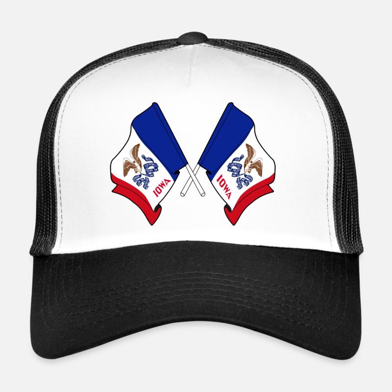 Two flags crossed Iowa Trucker Cap